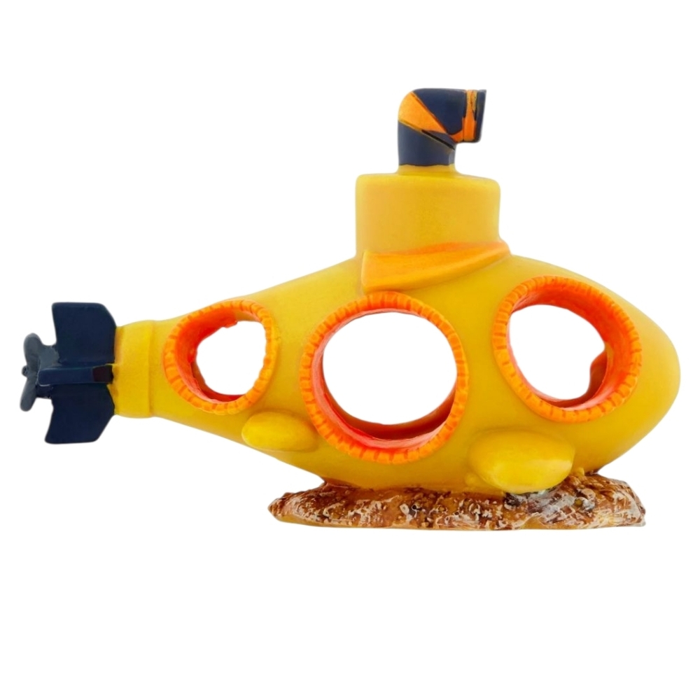 Aqua Culture Yellow Glow‎ in Dark Submarine Aquarium Ornament Fish Tank Decor